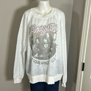 Recycled Karma Aerosmith Get Your Wings Sweatshirt White Long Sleeve Sz S